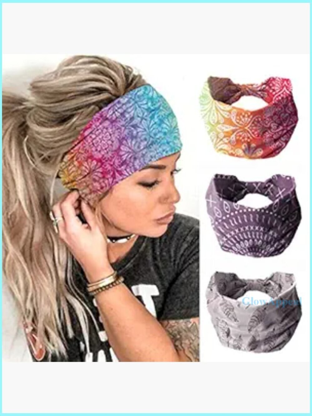 3 Pack Wide Boho Headbands Elastic Turban Yoga Hair Wraps for Women